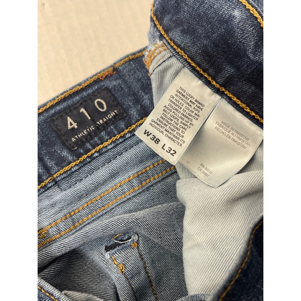 Lucky Brand 410 Athletic Straight Leg Jeans Mens W38xL31 Blue Denim Casual Chore - Picture 3 of 8